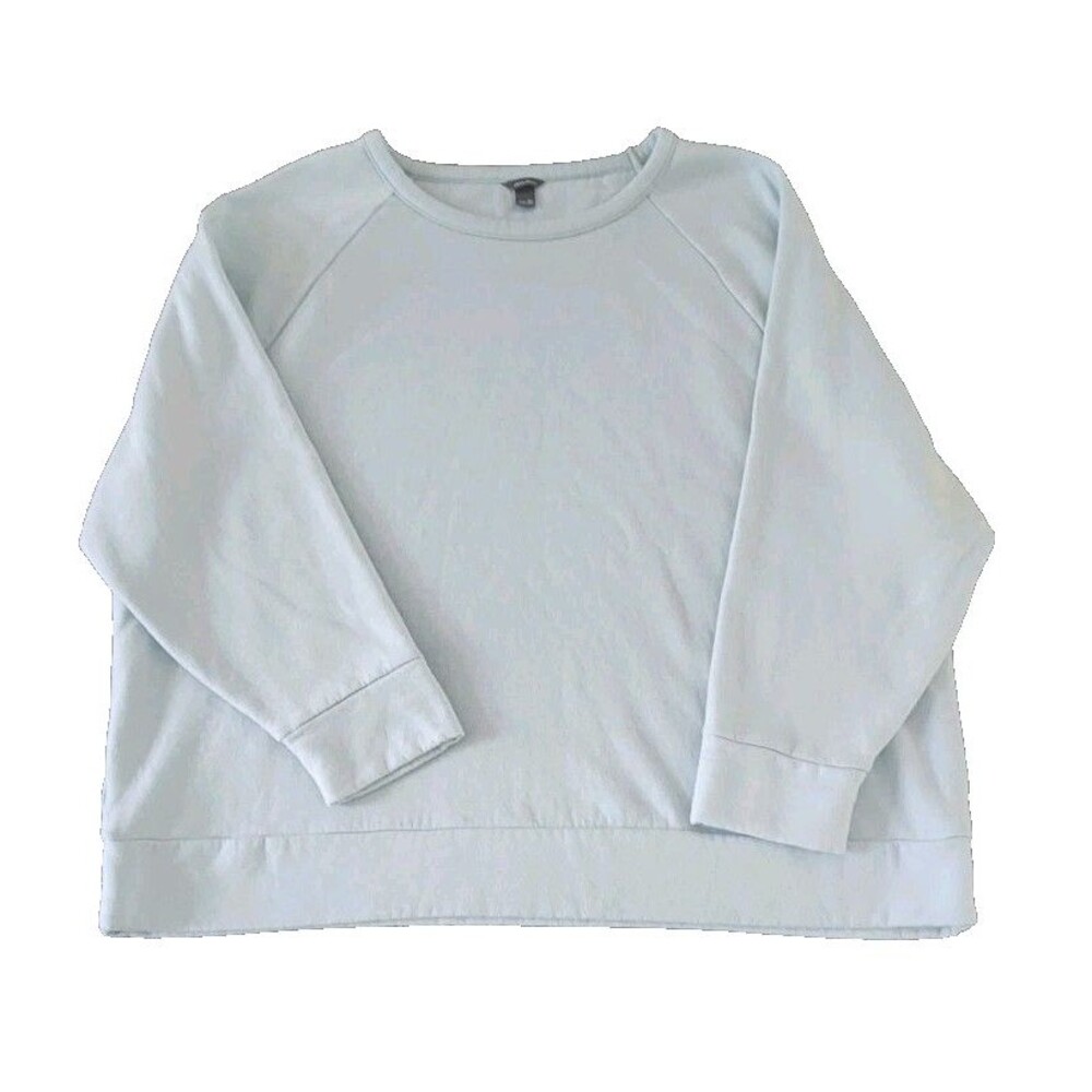 Eddie Bauer Sweatshirt Womens 3X Sea Foam Green Fleece Crewneck Pullover Soft